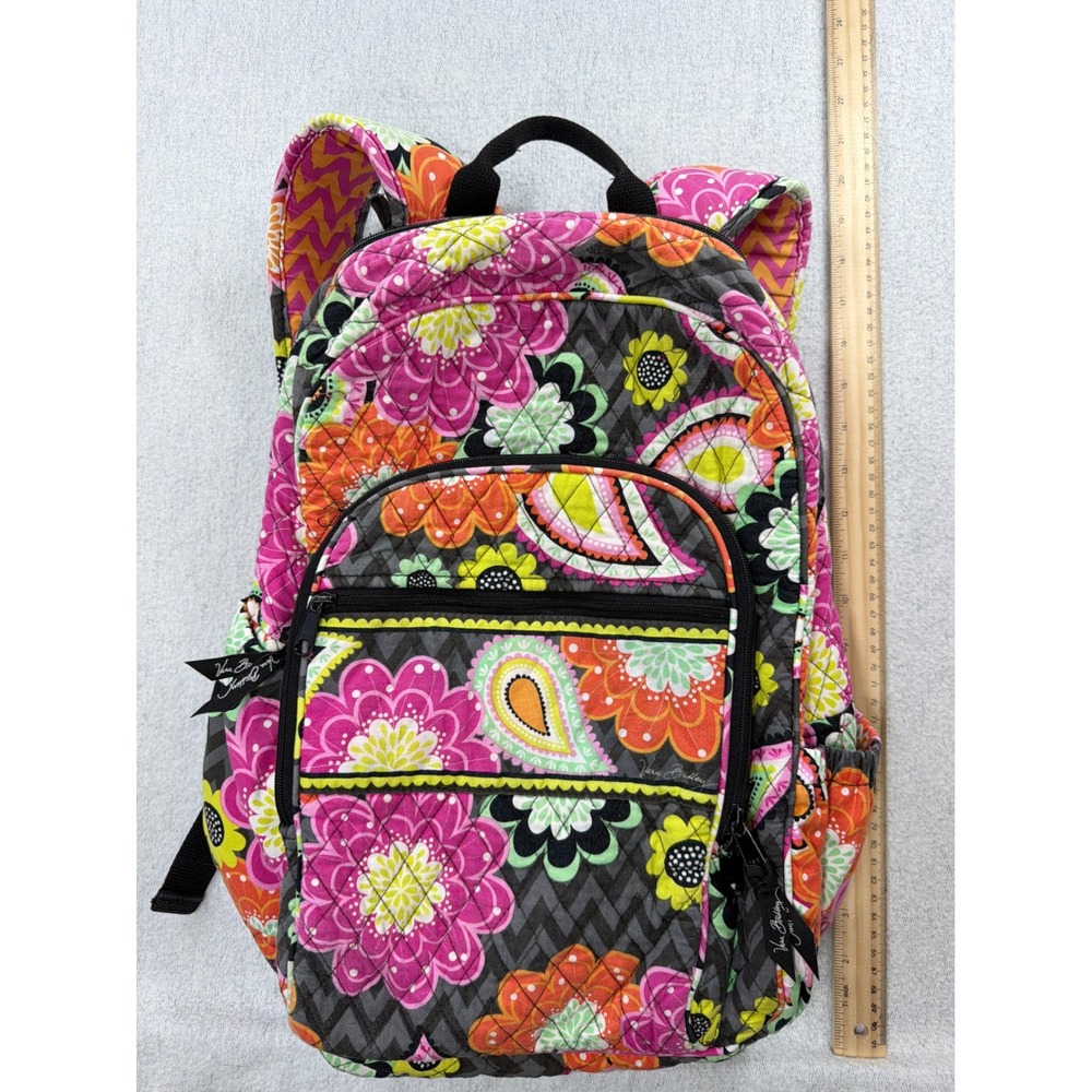 Vera Bradley Ziggy Zinnia Quilted Cotton Campus Backpack VIBRANT & Retired y2k